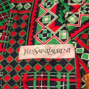 Yves Saint Laurent silk scarf, geometric 32”x32”